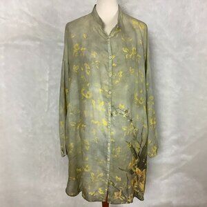 North Sails Green Yellow Floral Internal Drawcord Jacket Dress L